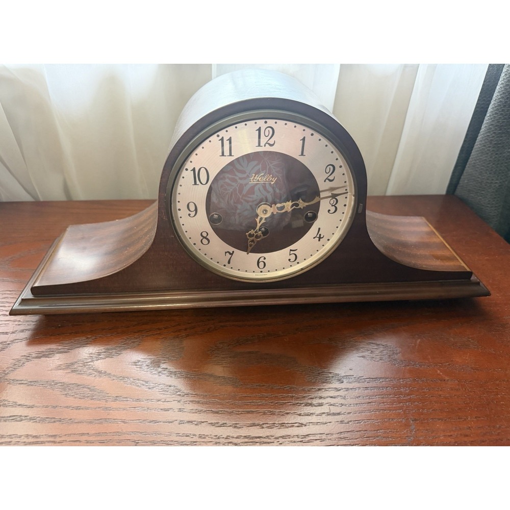Vintage Elgin Welby Mahogany Humpback Franz Hermle Art Deco Mantle Clock Germany - Picture 13 of 16